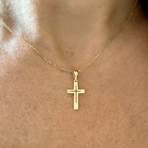 Cross Necklace / 14k Solid Gold Small Cross Necklace / Baptism Cross / 14k Solid Gold Cross Necklace