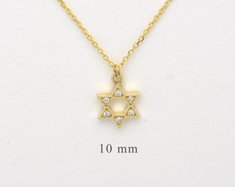 Star of David Necklace, 14 k gold  Diamond Star of David pendant, 14k Gold Shield of David Necklace, 14k Gold Layering minimal Religious