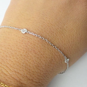 Diamond Bracelet / 14k Gold Diamond Station Bracelet 0.15cts / Bridal Diamond Bracelet / Everyday Diamond Bracelet / Dainty Diamond Bracelet image 3