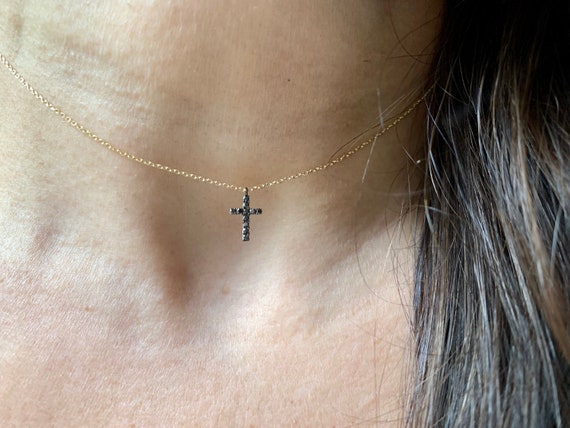 Collana Donna Con Croce E Corona – Placcata Oro 14K – Ciondolo Delicato Con Diamantini – Gioiello Religioso Cristiano – Regalo Compleanno
