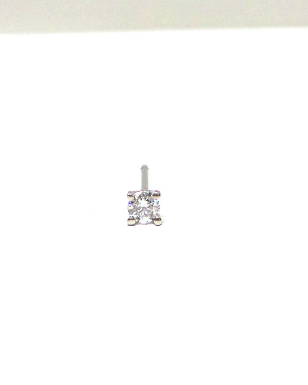 14K White Gold Black Diamond Kite Shape Stud Earrings - 0.05 Ctw Micro Pave Setting (Single Earring)