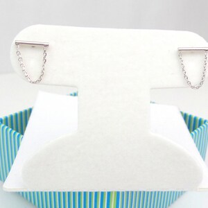 Handmade 14k White Gold Bar Chain Earrings: Minimalist Dangle Earrings