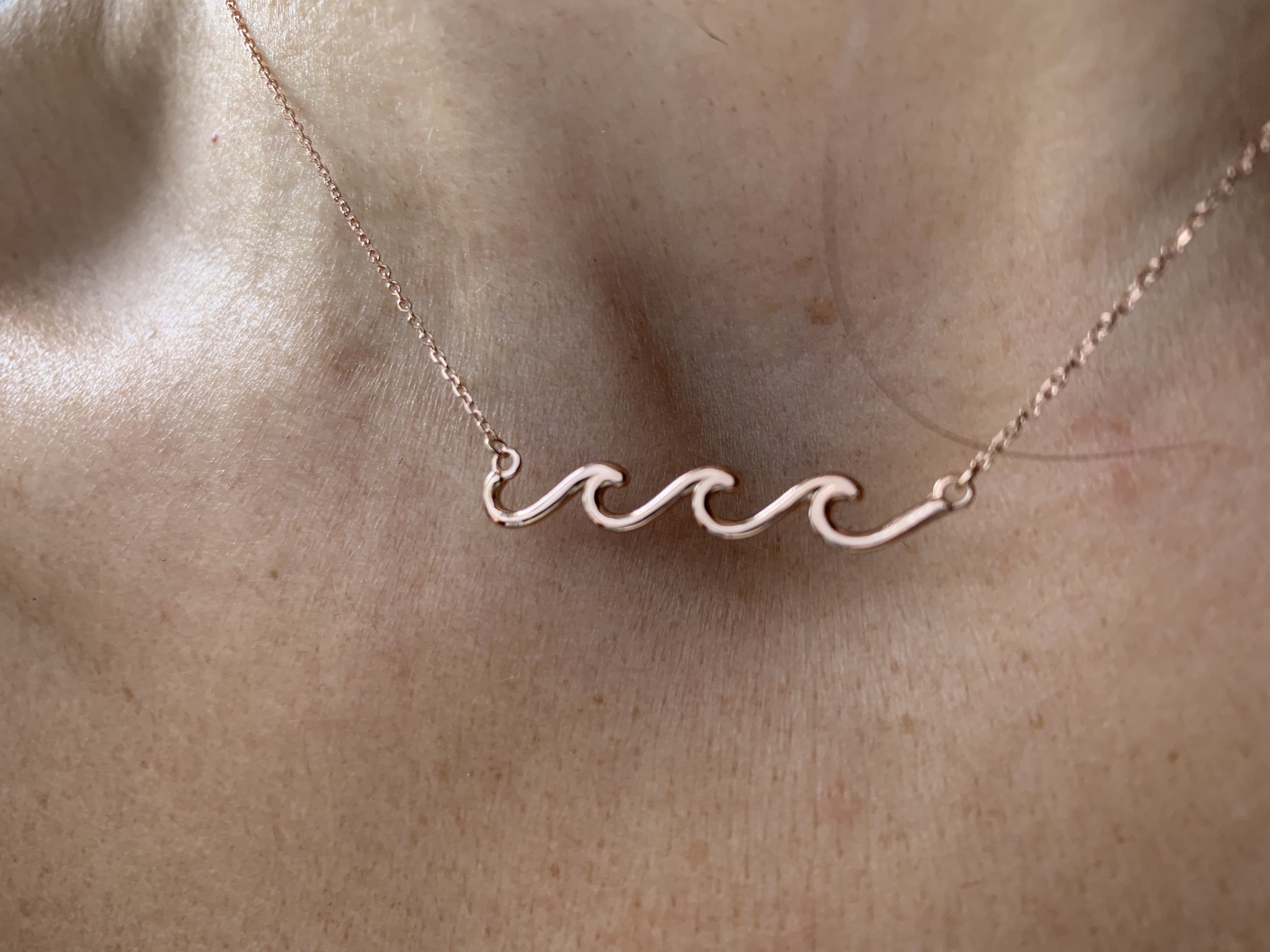 Rose gold wave necklace clearance