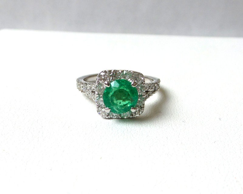 Emerald Ring/ 14k Gold Emerald Ring With Diamonds/ Diamond | Etsy