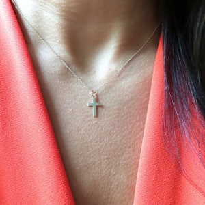 Gold Cross Necklace / 14k Gold Small Cross Pendant / Solid Gold Cross / Communion Cross / Confirmation Cross / Baptism Cross / Religious