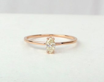 Marquise Diamond Ring / Marquise Engagement Ring 0.24ct / 14k Rose Gold Diamond Engagement Ring / Dainty Marquise Diamond Ring