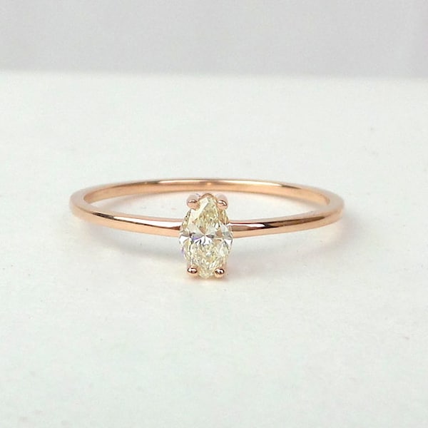 Marquise Diamond Ring / Marquise Engagement Ring 0.24ct / 14k Rose Gold Diamond Engagement Ring / Dainty Marquise Diamond Ring