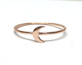 Crescent Moon Ring / 14k Rose Gold Crescent Ring / Gold Crescent Moon Ring / Dainty Crescent Ring / Thin Gold Crescent Ring / Celestial Ring