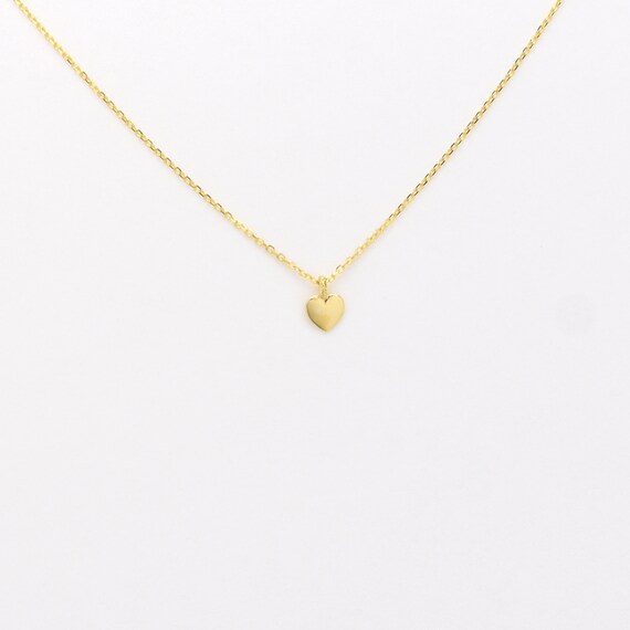 Small Heart Necklace / 14k Gold Mini Heart Pendant / Heart