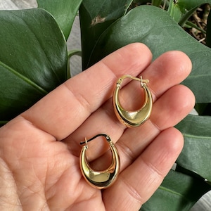 Hoop Earrings / 14k Gold Chunky Hoop Earrings / Gold Round Hoop Earrings / 14K Gold Hoop Earrings / Everyday Gold Hoop Earrings / Gift