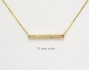Diamond Bar Necklace 0.15 ct / 14K Gold Diamond Bar Necklace / Layering Bar Necklace / Birthday Gift / Graduation Gift/ Bar Necklace