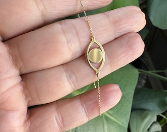 Evil Eye Bracelet / Gold Evil Eye Bracelet / 14k Gold Evil Eye Bracelet / Dainty Evil Eye / Large Evil Eye Bracelet /  Layering Evil Eye