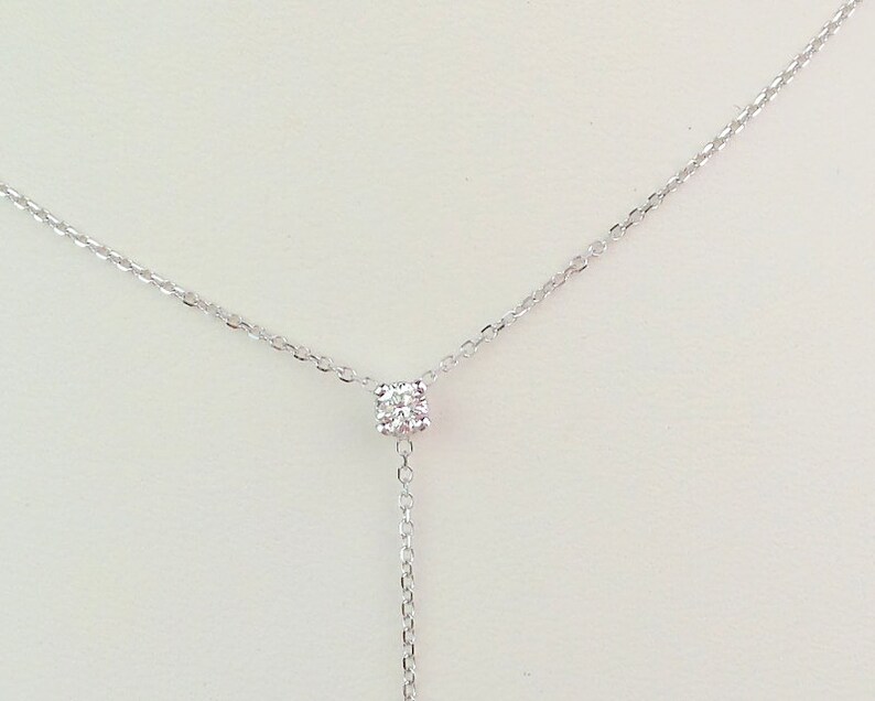 Diamond Necklace Lariat 14k White Gold Diamond Lariat Necklace Lariat Diamond Necklace Dainty Diamond Necklace Bridal Diamond Lariat