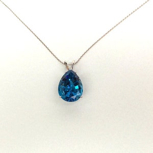 Blue Topaz Necklace / Natural London  Blue Topaz Necklace / Pear Shape Blue Topaz Necklace / December Birthstone / Genuine BlueTopaz