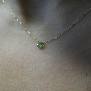 Peridot Necklace 4mm / 14k Gold Peridot Necklace / August Birthstone Necklace / Green Peridot BirthStone Necklace / Peridot Solitaire image 3