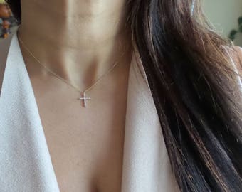 Diamond Cross 0.20ct /  14k Gold Diamond Cross/ 14k Gold Cross/ Communion Gift/ Confirmation/ Graduation/ Christmas Gift/ Religious Gift