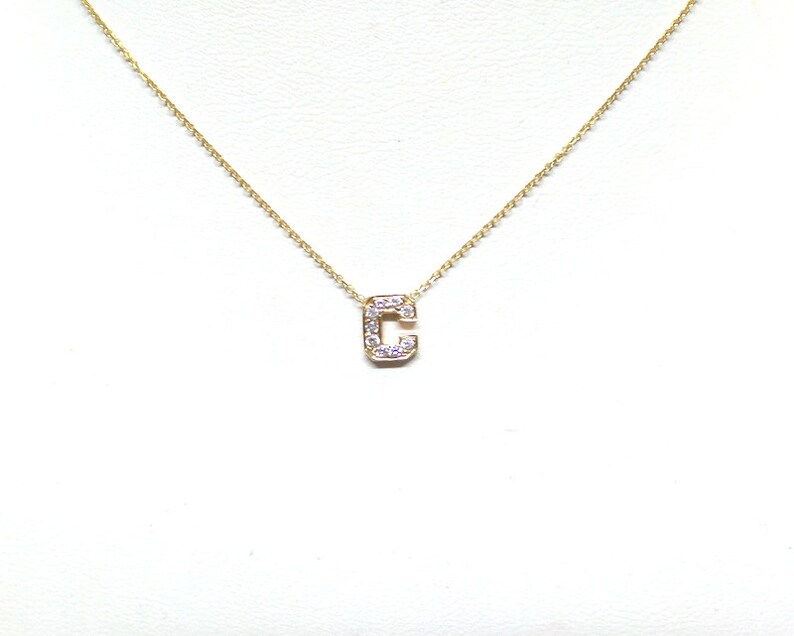 Diamond Initial Necklace Diamond Letter Necklace 14k Gold Letter Necklace Dainty Initial Diamond Necklace Gold Diamond Letter