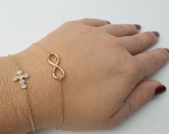 Infinity Bracelet / 14k Rose Gold Infinty Bracelet / Gold Infinity Bracelet / Dainty Infinity Bracelet / Love Bracelet / Valentines Gift