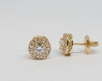 Diamond Cluster Earrings / 14k Gold Diamond Cluster Earrings 0.72CTS TCW / Prong Set Diamond Earrings / Bridal Diamond Earrings