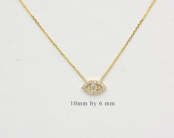 Diamond Evil Eye Necklace 0.22cts / 14k Rose Gold Diamond Evil Eye Necklace / Minimalist Diamond Evil Eye / Solitaire Evil Eye / Kabbalah
