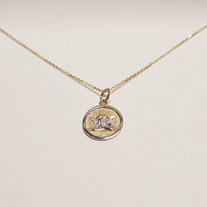 14k Gold Guardian Angel Medallion Necklace: Religious Charm
