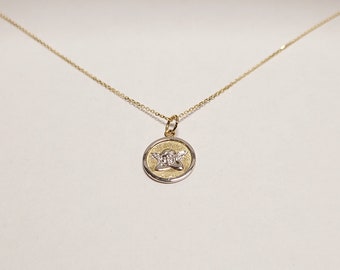 Guardian Angel Necklace / 14k Gold Guardian Angel Necklace / Guardian Angel Medallion Charm Necklace / Religious Charm Necklace