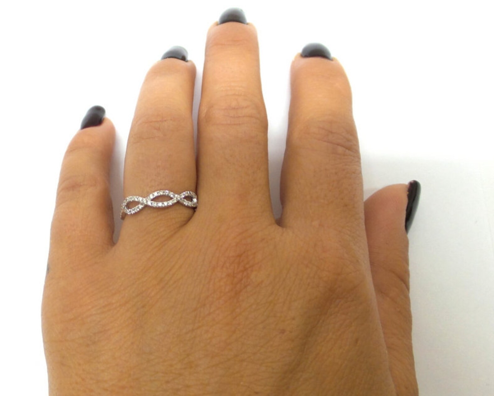 Diamond Infinity Ring 0.30ct / 14k White Gold Diamond Infinity Etsy