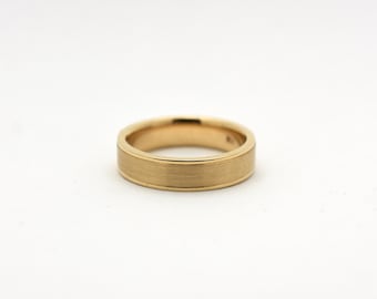 14k gold men's wedding band, Hand made 5mm brush finish gentlemen's wedding ring, band for him,  Men's Gold Jewelry Gift