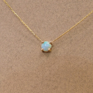 Opal Necklace/ 14k Gold Opal Necklace/ Dainty Opal/ Solitaire Opal Necklace/ October Birthstone/ Natural Gemstone/ Gift for Her/ White Opal
