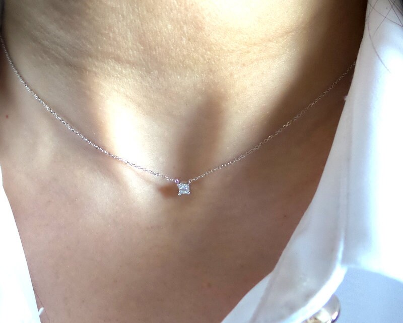 Princess cut diamond new arrivals solitaire necklace