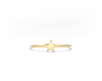 Star Ring / 14k Solid White Gold Star Ring / Celestial Ring / Lucky Star Ring