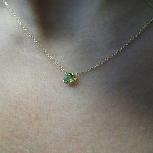 Peridot Necklace 4mm / 14k Gold Peridot Necklace / August Birthstone Necklace / Green Peridot BirthStone Necklace / Peridot Solitaire image 4