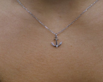 Anchor Necklace/ Diamond Anchor Necklace/ 14k Gold Anchor Necklace/ Gold Anchor Necklace/ Minimalist Anchor Pendant/ Birthday Gift/ Small