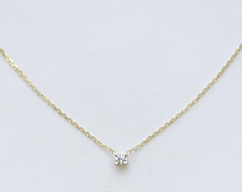 Everyday Diamond Necklace / 14k Gold Diamond Necklace 0.07CT / Solitaire Bridal Necklace / Dainty Diamond Necklace / Gift for her