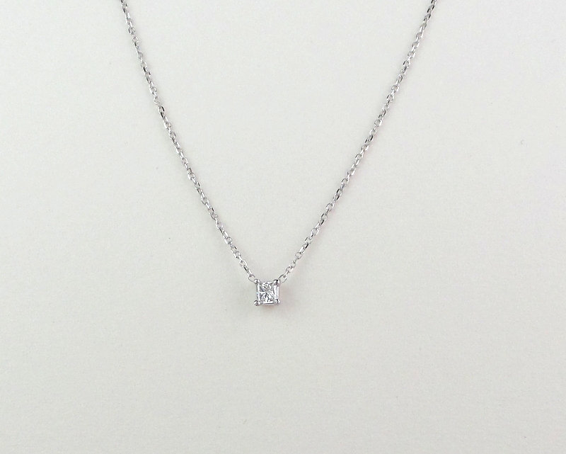 Princess Cut Diamond Necklace / Diamond Solitaire Necklace / | Etsy