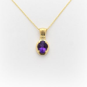 Oval Amethyst Halskette / 14k Gold Amethyst Anhänger / Natürliche Amethyst Halskette / Februar Geburtsstein