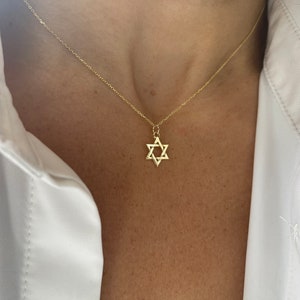 Star of David Necklace, 14k Gold Star of David Necklace, Dainty Small Star of David Pendant