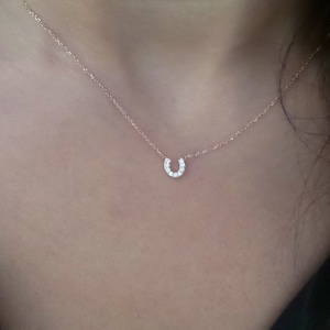 Diamond Horseshoe Necklace / 14k Rose Gold HorseShoe Necklace  / Horseshoe Pendant / Mini Horseshoe / Gold Horseshoe / Luck Charm Necklace