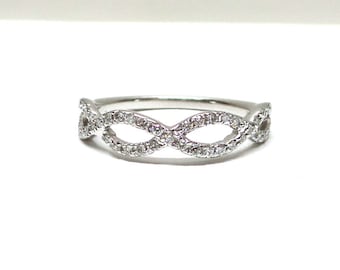 Diamond Infinity Ring 0.30ct / 14k White Gold Diamond Infinity Ring / Infinity Ring / Gold Infinity Wedding Ring / Stackable Infinity Ring