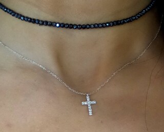 Collana A Croce Con Cristalli E Foglie – Gioiello Religioso Boho Donna, Catena Clavicola