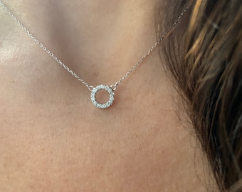 Diamond Circle Necklace 0.20CTS / 14k Gold Diamond Circle Necklace / Small Diamond Circle Necklace / Circle of Life Necklace/ Infinity