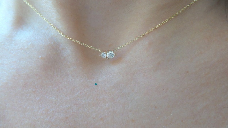 Diamond Necklace / 14k Gold Diamond Necklace 0.14CT / Diamond | Etsy