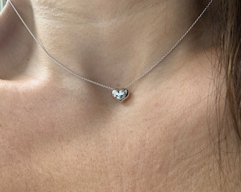 Small Heart Necklace / 14k White Gold Heart Necklace / Heart Necklace / Gold Heart / Valentines Heart Necklace / Love Necklace / layering