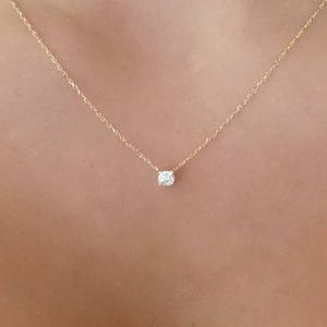 Diamond Necklace / 14k Gold Diamond Necklace / Diamond Solitaire Necklace / Moms Day Diamond Necklace / Bridal Diamond / Floating Diamond image 7