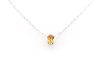 Oval Yellow Topaz Solitaire Necklace / 14k Gold Topaz Solitaire Necklace / Yellow Topaz Necklace / November Birthstone Necklace / Yellow Gem