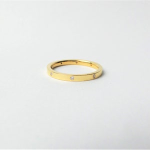 Stapelbarer Diamantring / 14k Gold 8 Diamant Ring / Diamant Ehering / Massiver 14k Gold Diamant Ring / Gold Ehering