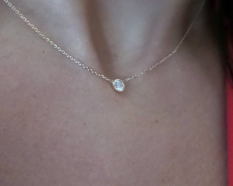 Dainty Diamond Solitaire Pendant Necklace | Caitlyn Minimalist