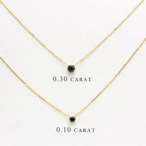 Dainty 14k Gold Black Diamond Solitaire Necklace (0.30ct, 4mm)