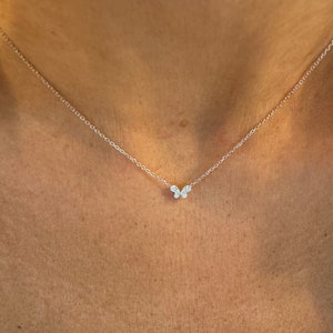 Diamond Butterfly Necklace, 14k Gold Butterfly Necklace, Minimalist Butterfly Charm Pendant, Bohemian Jewelry, Bridesmaid Gift