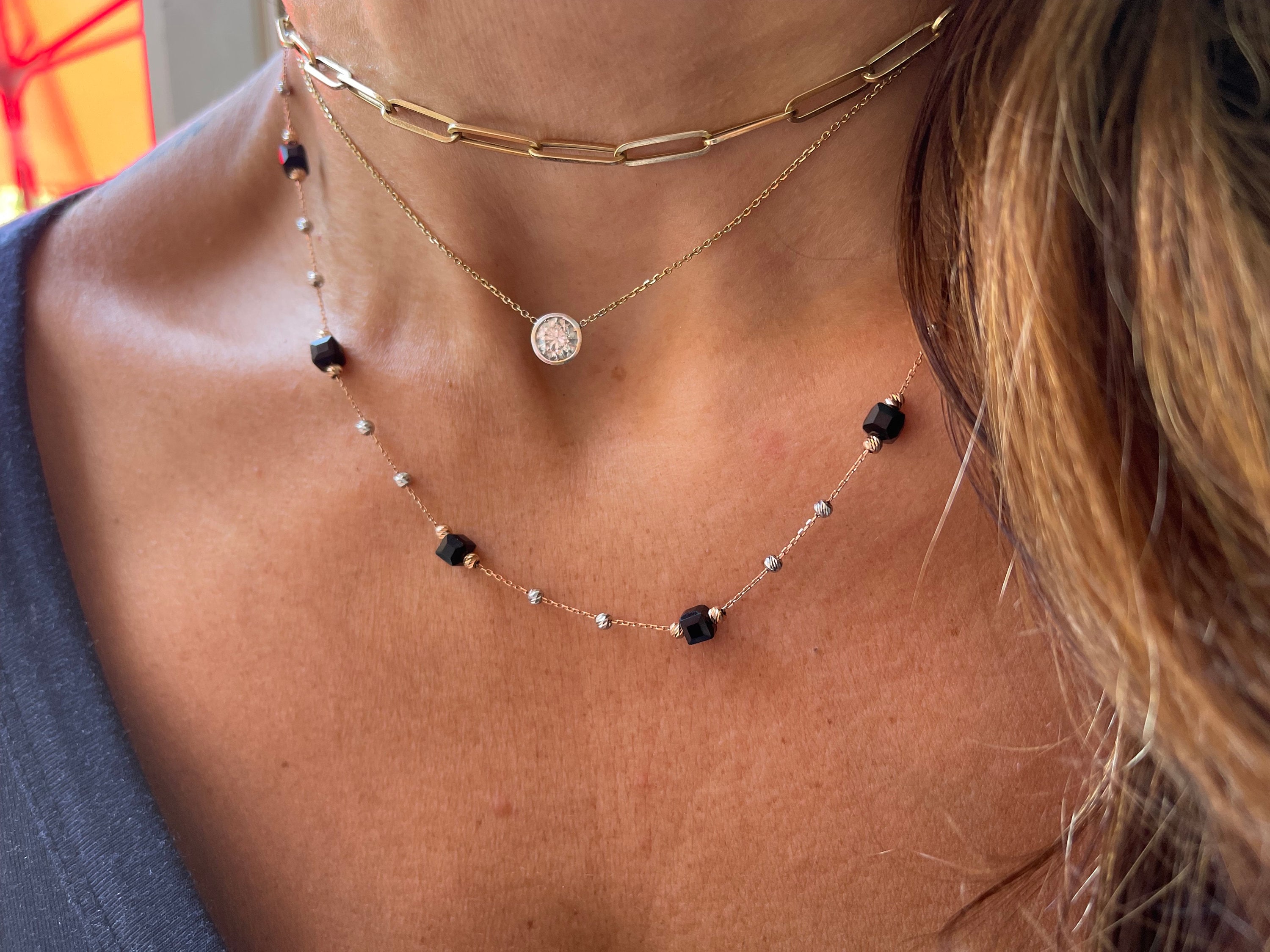 Black onyx 2024 necklace gold